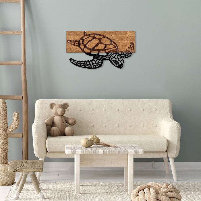 Wallity Caretta Caretta - 314 Escultura de Pared de Madera y Metal en Negro y Nogal Wallity Caretta Caretta - 314 Escultura de Pared de Madera y Metal en Negro y Nogal